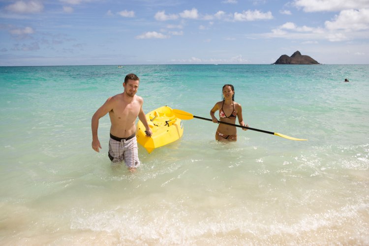 Shows paved roads, dirt roads, trails, resorts/hotels, points of interest. Kayaking In Hawaii Kailua Beach Adventures