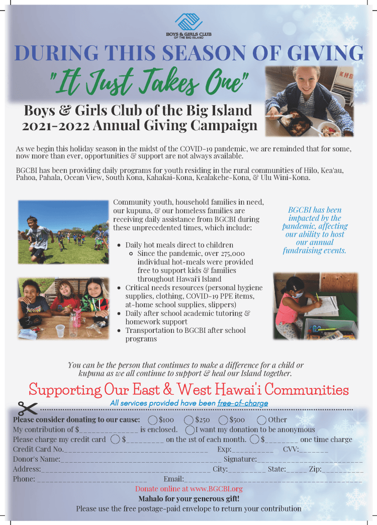 By proceeding, you agree to our privac. Boys Girls Club Of The Big Island
